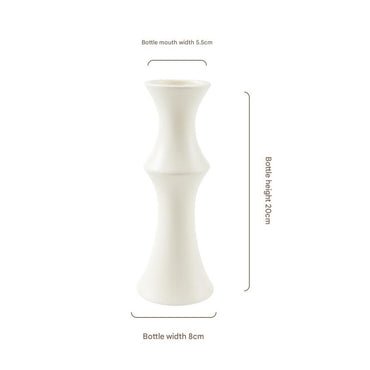 Matte White Ceramic Vase - Unique Bamboo Shape Design (20x8x5.5cm)