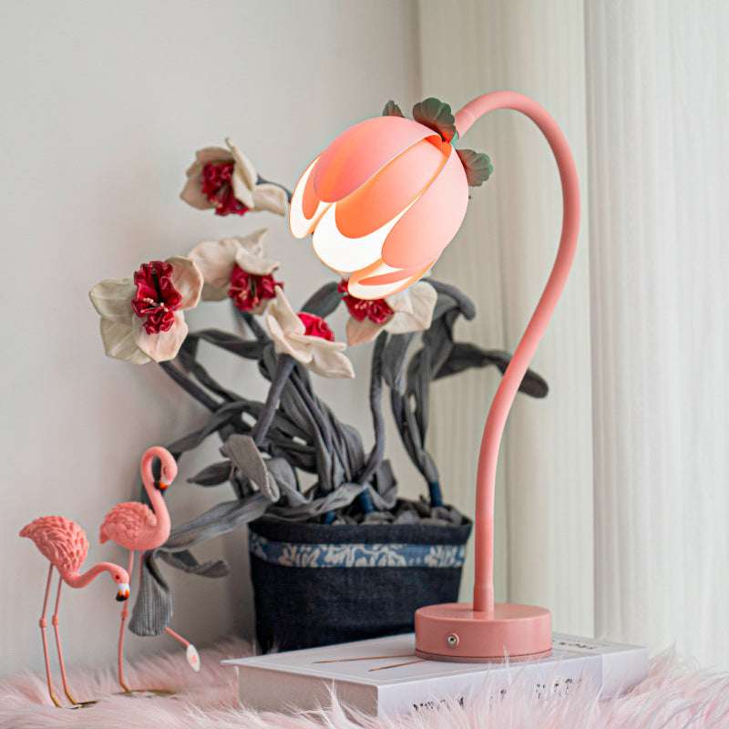 Pink LED Tulip Desk Lamp - Flexible Gooseneck, Decorative Flower Table Light