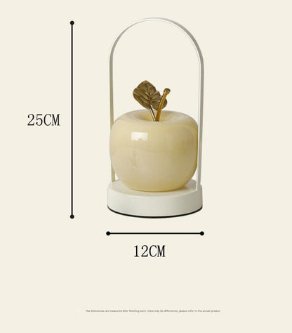 Orange Decorative Apple Table Lamp - USB-C,  3 Light Modes, Metal Handle