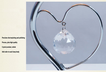 Red Roses And Silver Base Romantic Red Rose Flower Table Lamp - Crystal Heart Accent Bedside Night Light