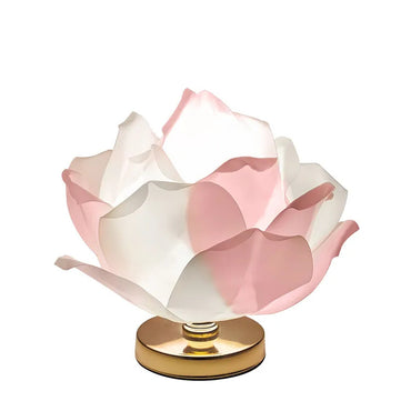 Pink Elegant Lotus Flower Table Lamp - Decorative Bedside Night Light for Bedroom Ambiance