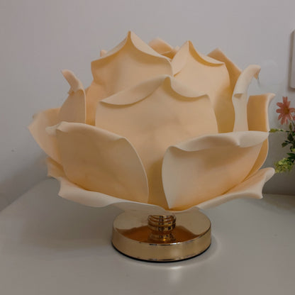 Champagne Elegant Lotus Flower Table Lamp - Decorative Bedside Night Light for Bedroom Ambiance