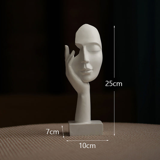 White Style 1 Elegant Abstract Face Sculpture - Modern Resin Art Figurine, Hand & Mask Home Decor Accent