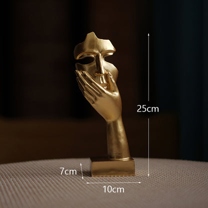 Gold Style 2 Elegant Abstract Face Sculpture - Modern Resin Art Figurine, Hand & Mask Home Decor Accent