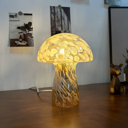 Yellow Charming Retro Glass Mushroom Table Lamp - Vintage Nordic Style Bedside Light