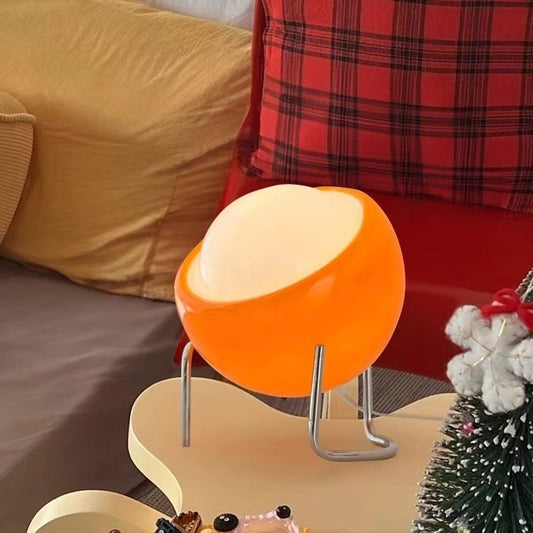 25cm Orange Creamy-Style Table Lamp with 3-Color Dimming - USB