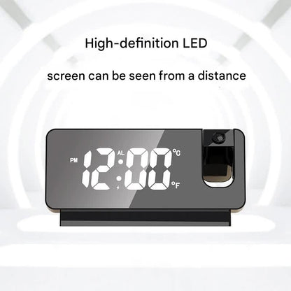 LED Digital Projection Alarm Clock - Temperature, Date, Snooze & 180 Adjustable Projector(White shell color screen)