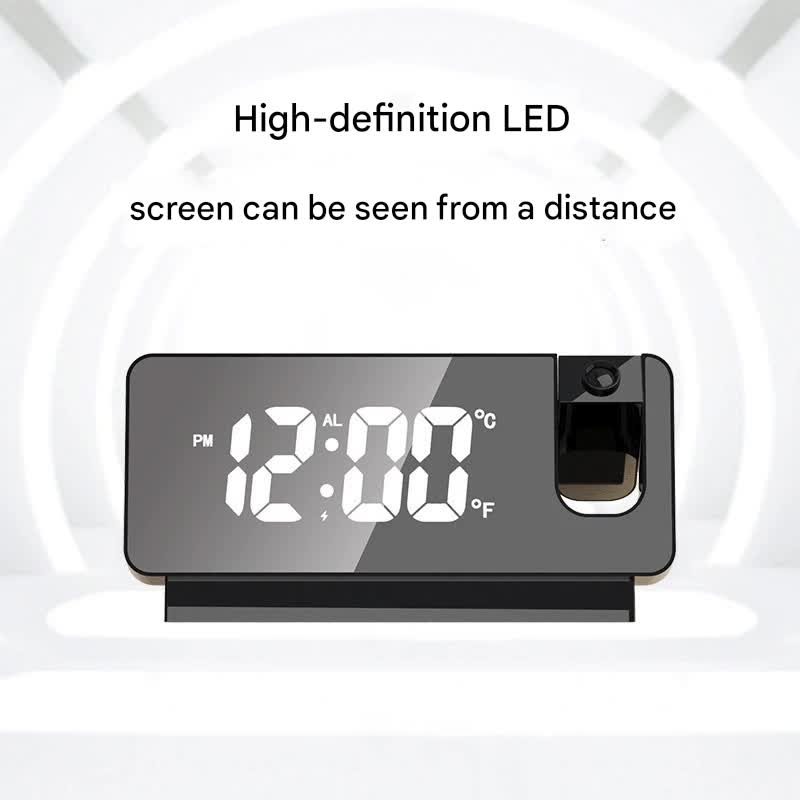 LED Digital Projection Alarm Clock - Temperature, Date, Snooze & 180 Adjustable Projector(Black shell color screen)