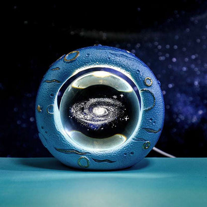 Celestial Ring LED Crystal Ball Lamp - 3D Engraving, Unique Gift (Milky Way)