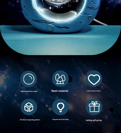 Celestial Ring LED Crystal Ball Lamp - 3D Engraving, Unique Gift (Milky Way)