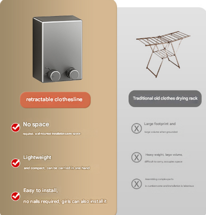 White Retractable Stainless Steel Clothesline - 4.2m Indoor and Outdoor Drying Solution