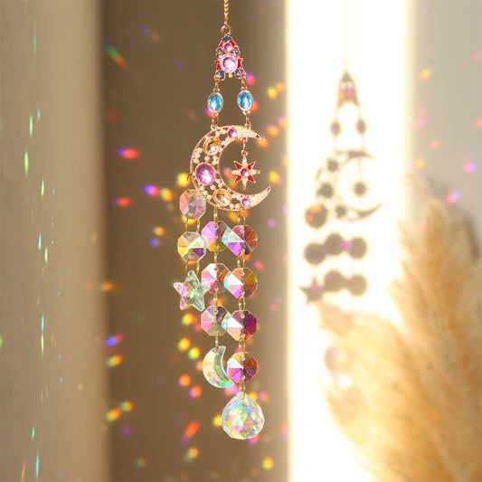 Colorful Dazzling Celestial Crystal Suncatcher - Star Shape Rainbow Maker Window Hanging Ornament