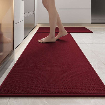 Absorbent & Dirt-Resistant Woven Kitchen Mat - Non-Slip Runner Rug for Home(Style Woven Red)
